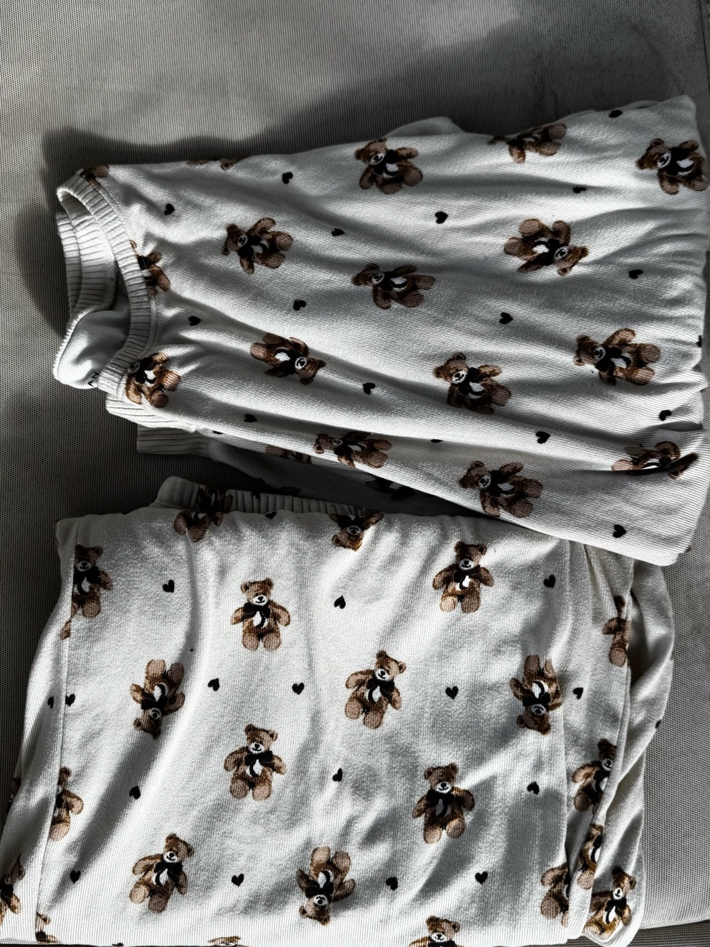 American Eagle Outfitters White Teddy Bear Print Pajama Set
